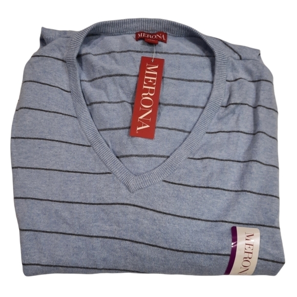NWT Merona Striped V-Neck Sweater Size XL Men's - Picture 6 of 6